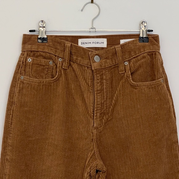 Denim Forum Aritzia Brown Corduroy Pants Size 25 Womens Yoko High Rise Slim 28L - Picture 3 of 16